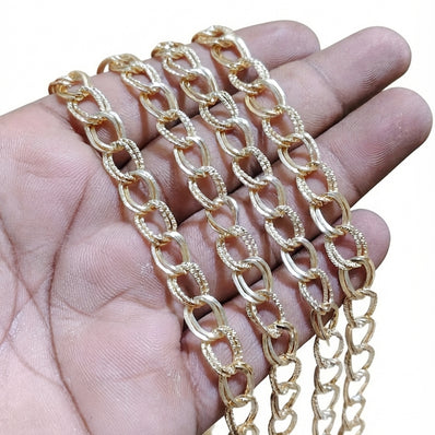 9x11 mm Lite Gold Iron Alloy Chain – 1 Meter Cut Chain for Jewelry Making | Oval Link Chain