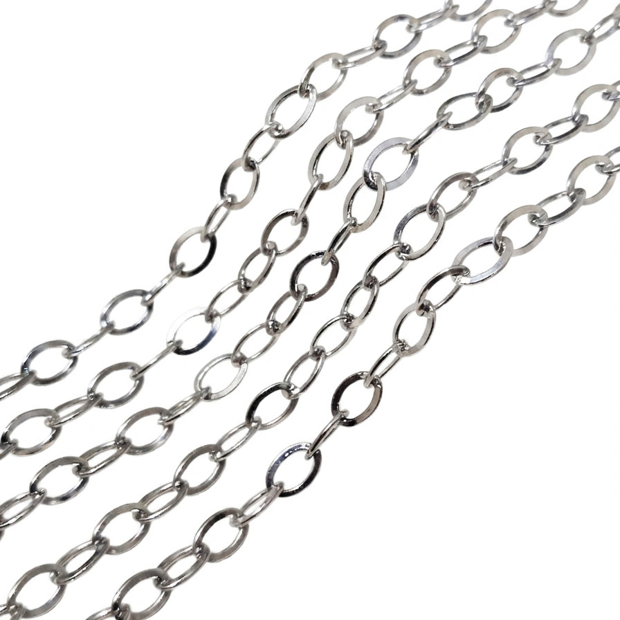 8x5 mm Nickel/Rhodium Silver Iron Alloy Chain – 1 Meter Cut Chain for Jewelry Making | Oval Link Chain