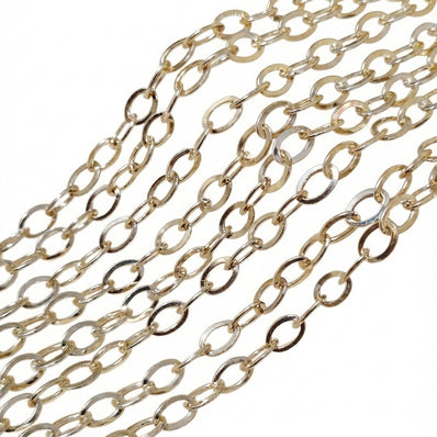8x5 mm Lite Gold Iron Alloy Chain – 1 Meter Cut Chain for Jewelry Making | Oval Link Chain