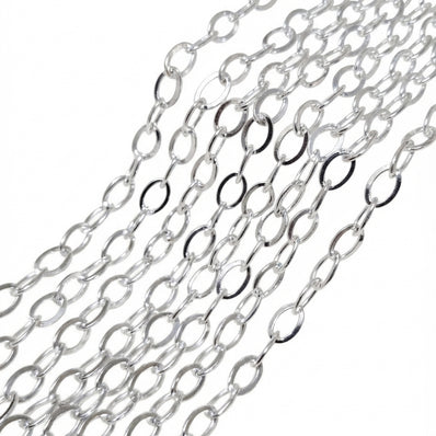 8x5 mm Silver Iron Alloy Chain – 1 Meter Cut Chain for Jewelry Making | Oval Link Chain