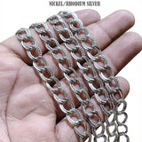 9x11 mm Rhodium Silver/Nickel Iron Alloy Chain – 1 Meter Cut Chain for Jewelry Making | Oval Link Chain