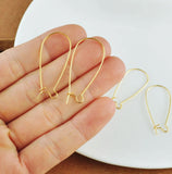 32mm Gold Kidney Hook Earring Findings | Jewellery Making Ear Wires | 10 Pairs