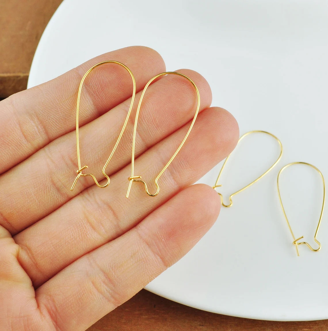 32mm Gold Kidney Hook Earring Findings | Jewellery Making Ear Wires | 10 Pairs