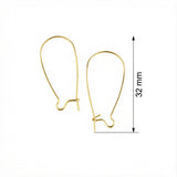 32mm Gold Kidney Hook Earring Findings | Jewellery Making Ear Wires | 10 Pairs