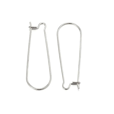 38mm Silver Kidney Hook Earring Findings | Jewellery Making Ear Wires | 10 Pairs