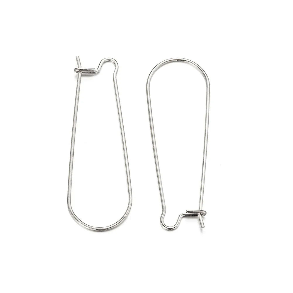 38mm Silver Kidney Hook Earring Findings | Jewellery Making Ear Wires | 10 Pairs