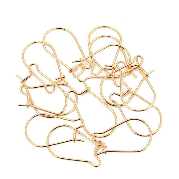 24mm Small Gold Kidney Hook Earring Findings | Jewellery Making Ear Wires | 10 Pairs