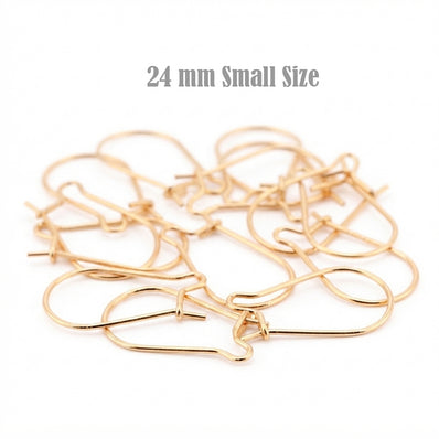 24mm Small Gold Kidney Hook Earring Findings | Jewellery Making Ear Wires | 10 Pairs