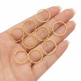 Gold Plated Hammered Ring Connectors, 19-20 mm Round Circle Charms, DIY Jewelry Making Findings (20 Pieces)