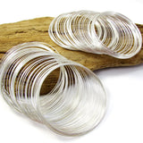 Silver Polished Iron Alloy Memory Wire, 2 1/4 Inch Bracelet Making Coils (50 Rows/Coil)
