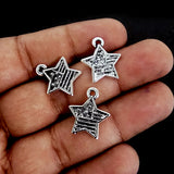 10 PIECES PACK STAR CHARMS' SILVER OXIDIZED' 17x15 MM APPROX SIZE