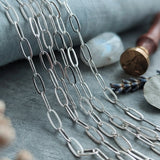 7x3 mm Paper Clip Cable Chain Nickel/Rhodium Silver – Iron Alloy Chain – Approx. 1 Meter for Jewelry Making