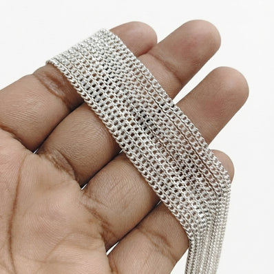 3mm Silver Polished Iron Alloy Curb Chain – 2 Pieces Pack (80–85 cm Each) | Jewelry Making Chain