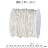 3mm Silver Polished Iron Alloy Curb Chain – 2 Pieces Pack (80–85 cm Each) | Jewelry Making Chain