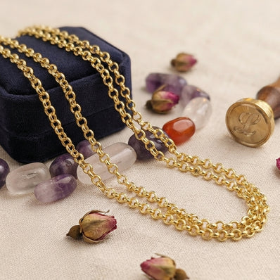 3 mm Gold Iron Alloy Cable Chain – Approx. 1 Meter Long Cut | Jewelry Making Chain