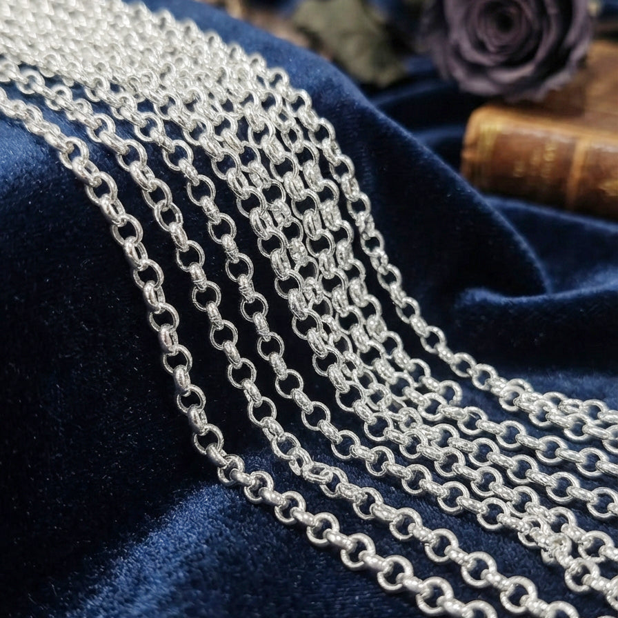 3 mm Silver Iron Alloy Cable Chain – Approx. 1 Meter Long Cut | Jewelry Making Chain