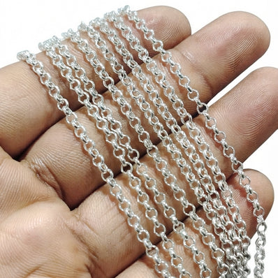 3 mm Silver Iron Alloy Cable Chain – Approx. 1 Meter Long Cut | Jewelry Making Chain