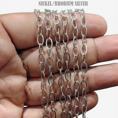 7x5 mm Nickel Iron Alloy Paper Clip Cable Chain – Approx. 1 Meter Long Cut | Trendy Jewelry Making Chain | Tarnish Resistant