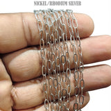 7x3 mm Paper Clip Cable Chain Nickel/Rhodium Silver – Iron Alloy Chain – Approx. 1 Meter for Jewelry Making