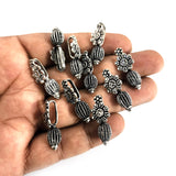 10 PIECES PACK' SILVER OXIDIZED' 26 MM APPROX SIZE' KOLHAPURI BEADS CHARMS
