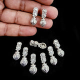 10 PIECES PACK' SILVER OXIDIZED' 22X8 MM APPROX SIZE' KOLHAPURI BEADS CHARMS