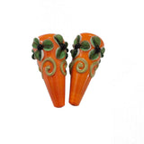 2 Pcs Pkg. Drop Flower Lampwork Beads for jewelry making Orange Color