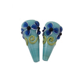 2 Pcs Pkg. Drop Flower Lampwork Beads for jewelry making Turqoise color