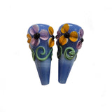 2 Pcs Pkg. Drop Flower Lampwork Beads for jewelry making Blue Color