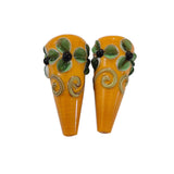 2 Pcs Pkg. Drop Flower Lampwork Beads for jewelry making Orange Color