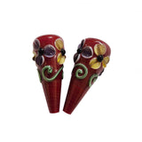 2 Pcs Pkg. Drop Flower Lampwork Beads for jewelry making Marron Color