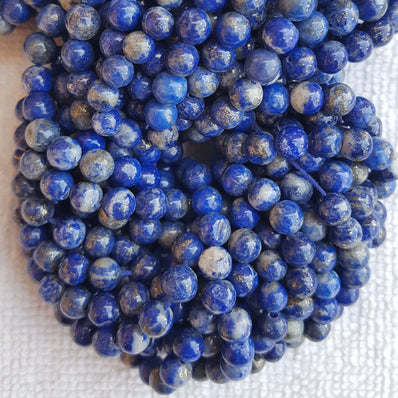 Lapiz 6mm Semi Precious Round Beads with smooth polish and rich natural (Authentic)  perfect for bracelets, malas, and premium DIY jewelry projects. Sold Per Line  60 beads