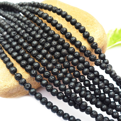 4 MM SIZE' LAVA BEADS' 84-85 BEADS APPROX SOLD BY PER LINE PACK