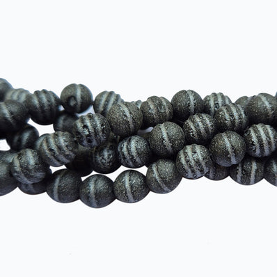 Lava Beads 8mm  corrugated trail new designs authentic Lava beads Black tone, approx 50~51 beads in a string