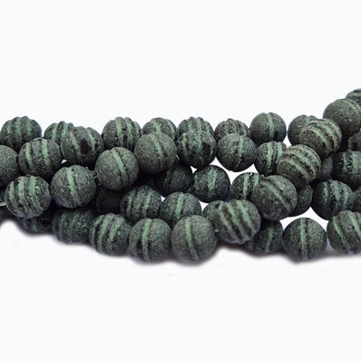 Lava Beads 8mm  corrugated trail new designs authentic Lava beads Black tone, approx 50~51 beads in a string