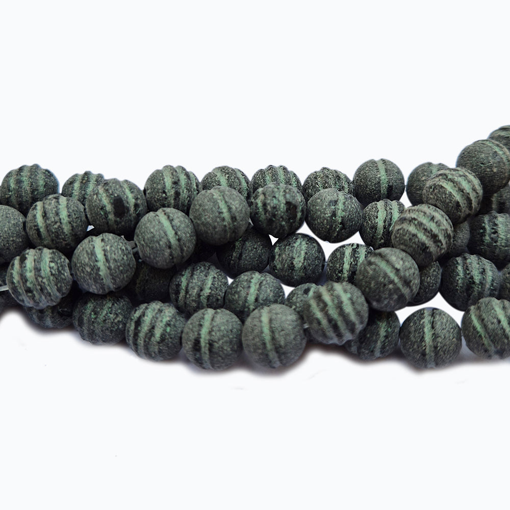 Lava Beads 8mm  corrugated trail new designs authentic Lava beads Black tone, approx 50~51 beads in a string