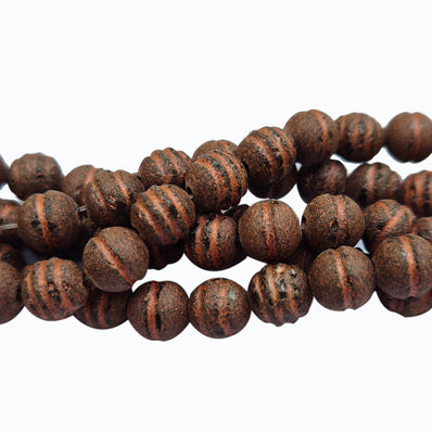 Lava Beads 8mm  corrugated trail new designs authentic Lava beads copper tone, approx 50~51 beads in a string