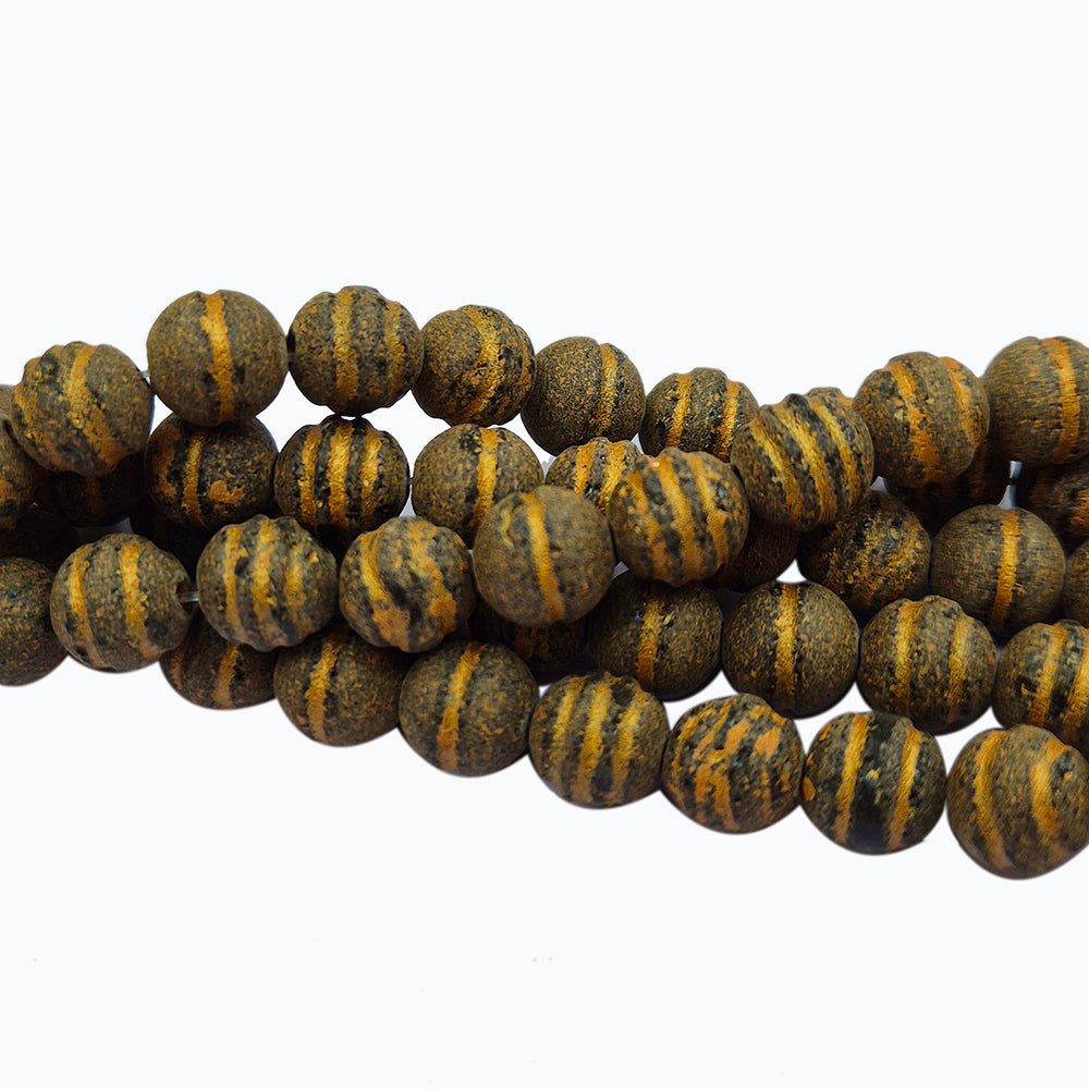 Lava Beads 8mm  corrugated trail new designs authentic Lava beads golden tone, approx 50~51 beads in a string