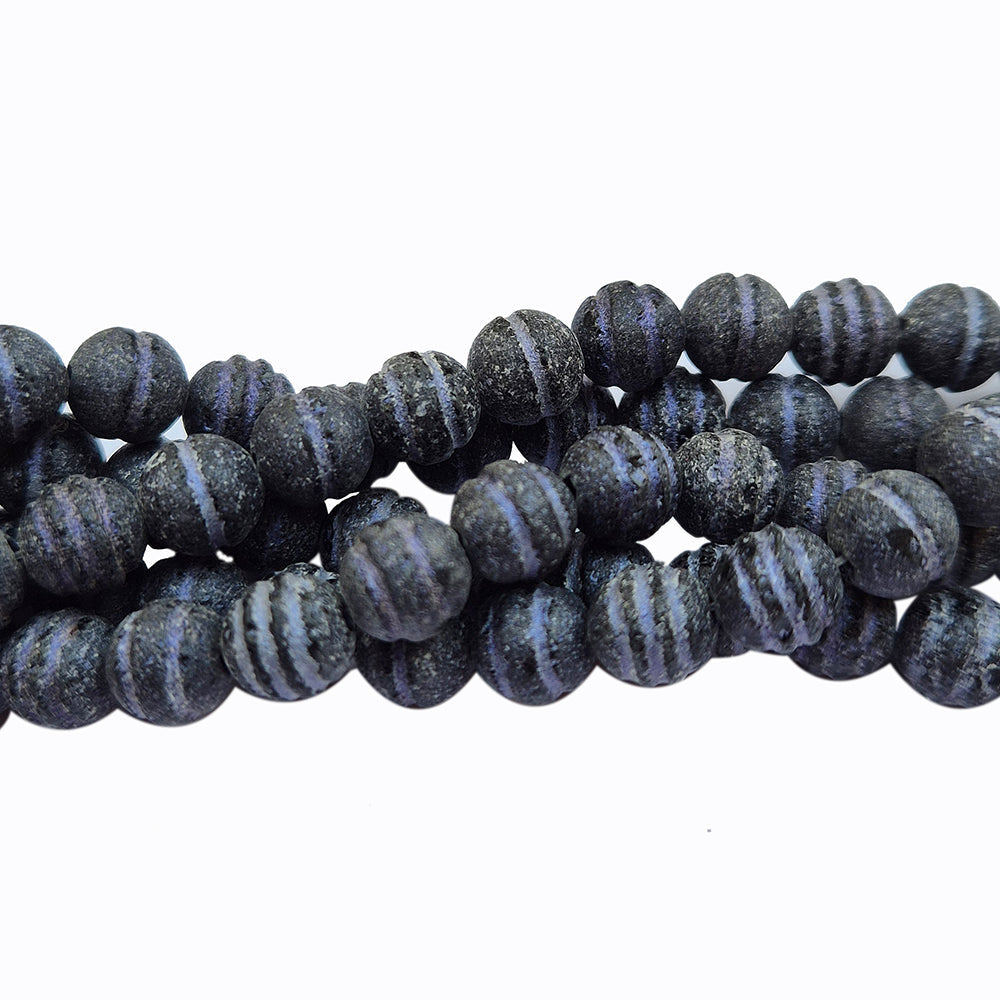 Lava Beads 8mm  corrugated trail new designs authentic Lava beads Bluish tone, approx 50~51 beads in a string