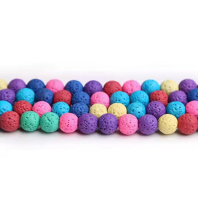 8 MM SIZE' MULTICOLOR AA QUALITY LAVA BEADS' 46-47 BEADS APPROX SOLD BY PER LINE PACK