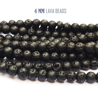 4 MM SIZE' LAVA BEADS' 84-85 BEADS APPROX SOLD BY PER LINE PACK