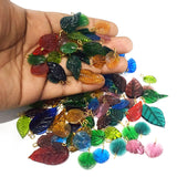 GLASS LEAF CHARMS' MIX PACK OF 25 PIECES' SIZE APPROX 15 MM-32 MM AVAILABLE IN MULTOCOLOR MIX PACK