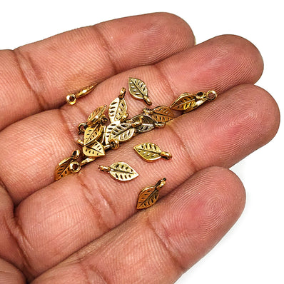 50 PIECES PACK' 8 MM' GOLD OXIDIZED' MINI LEAF ADORNMENT CHARMS