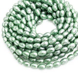 8x11mm Drop Glass Pearl Beads Strand – Sage Green Pearl Finish – Approx. 63~64 Beads per String – Jewelry Making & Craft Supplies