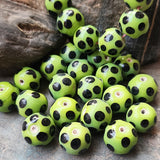 10 PIECES PACK' SIZE APPROX 10x12 MMHANDMADE POLKA DESIGN LAMPWORK BEADS