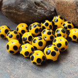 10 PIECES PACK' SIZE APPROX 10x12 MMHANDMADE POLKA DESIGN LAMPWORK BEADS