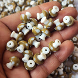 14 PCS' 12 MM APPROX' HOT BROWN MUSHROOM HANDMADE GLASS BEADS  MUSHROOM SPACER BEAD FOR JEWELRY MAKING