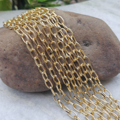 8x5mm Lite Gold Iron Alloy Chain – 1 Piece (80–85 cm) | DIY Jewelry Making Link Chain