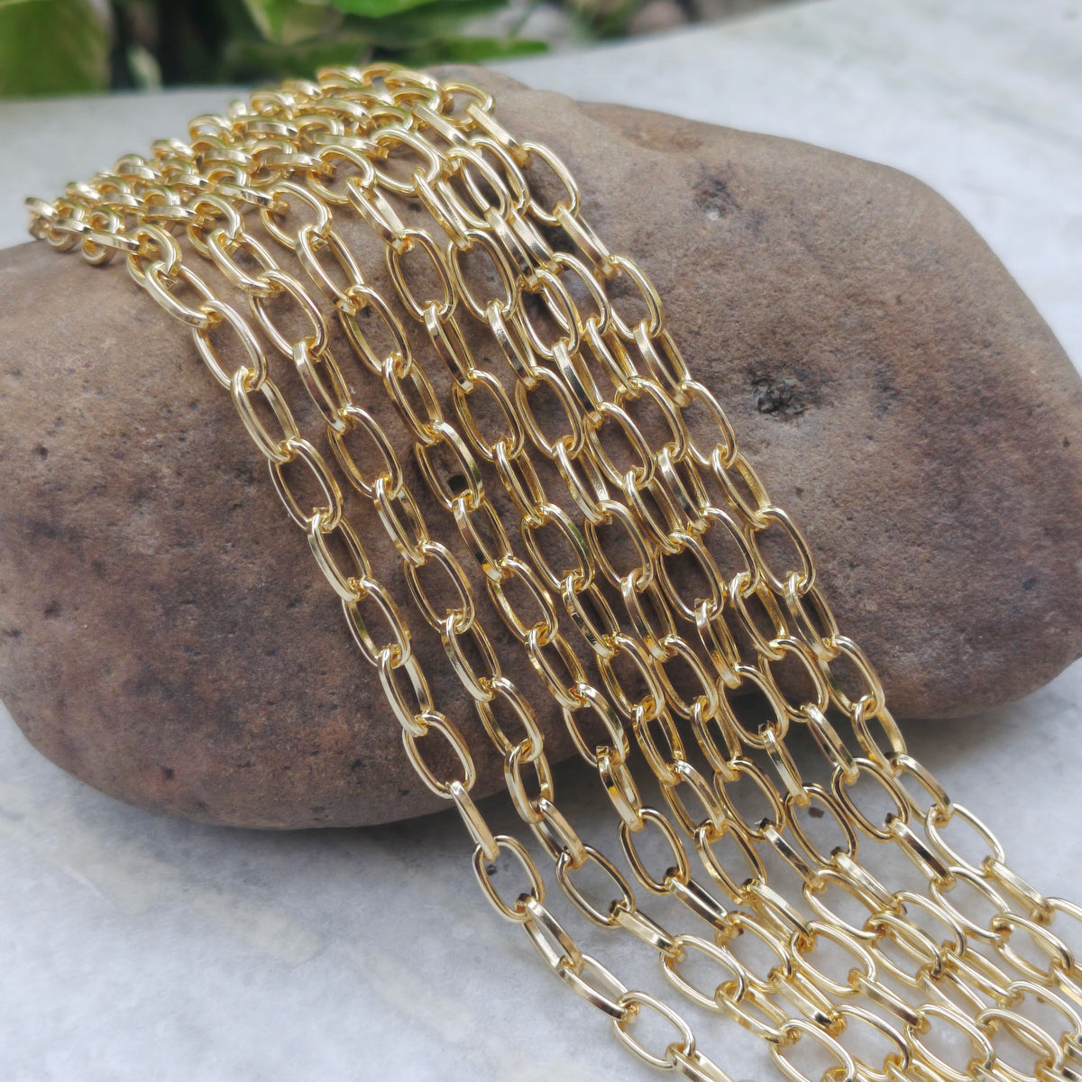 8x5mm Lite Gold Iron Alloy Chain – 1 Piece (80–85 cm) | DIY Jewelry Making Link Chain