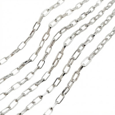 5x9 mm Silver Polished Cut Iron Alloy Chain – Approx. 1 Meter for Jewelry Making