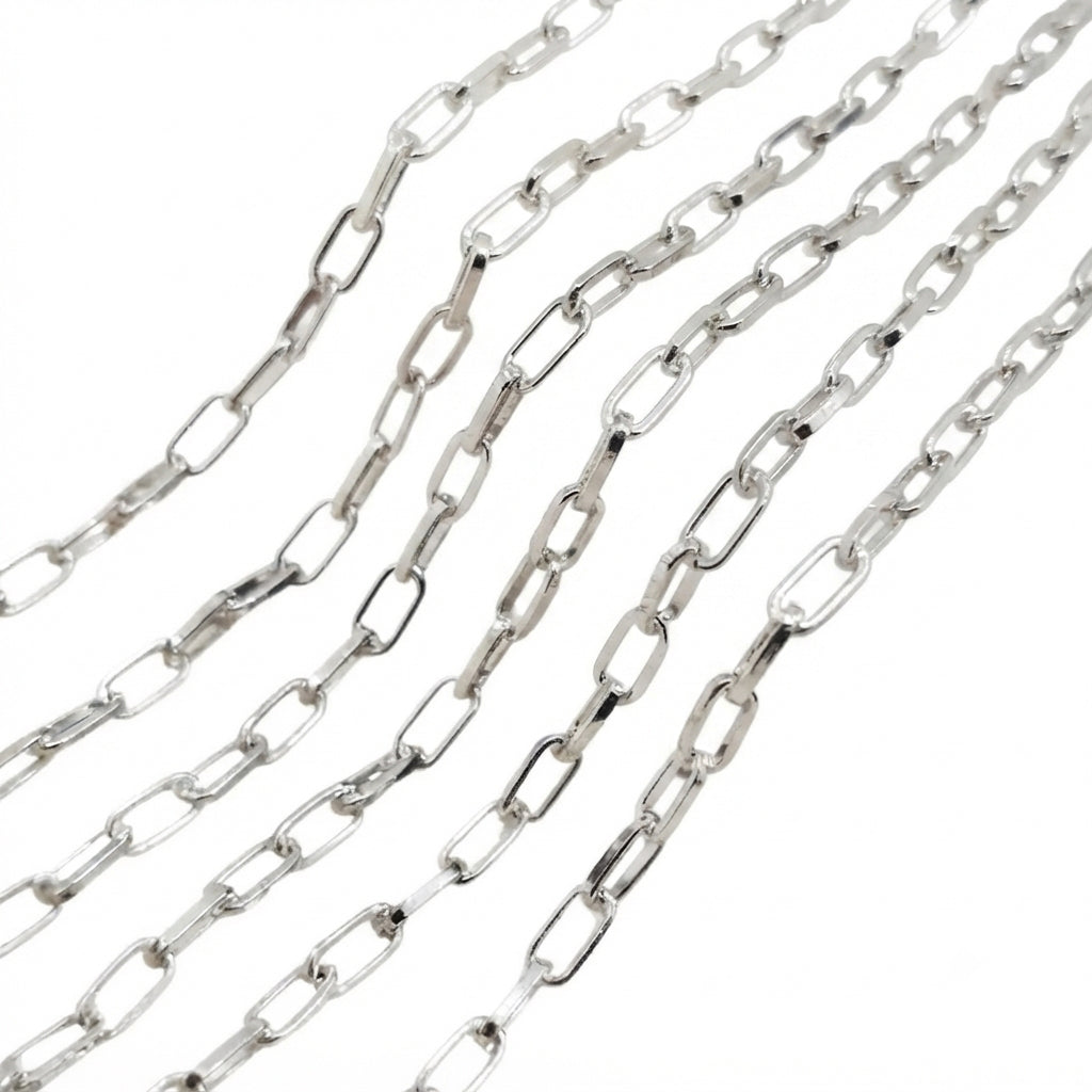 5x9 mm Silver Polished Cut Iron Alloy Chain – Approx. 1 Meter for Jewelry Making